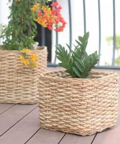 Wicker Cube Banana Floor Planter